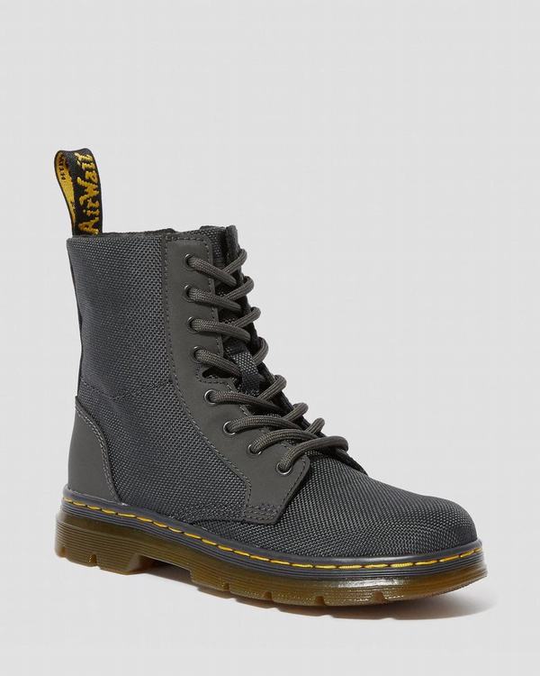 Dr Martens Dětské Kotníkové Boty Junior Combs Šedé, CZ-153782